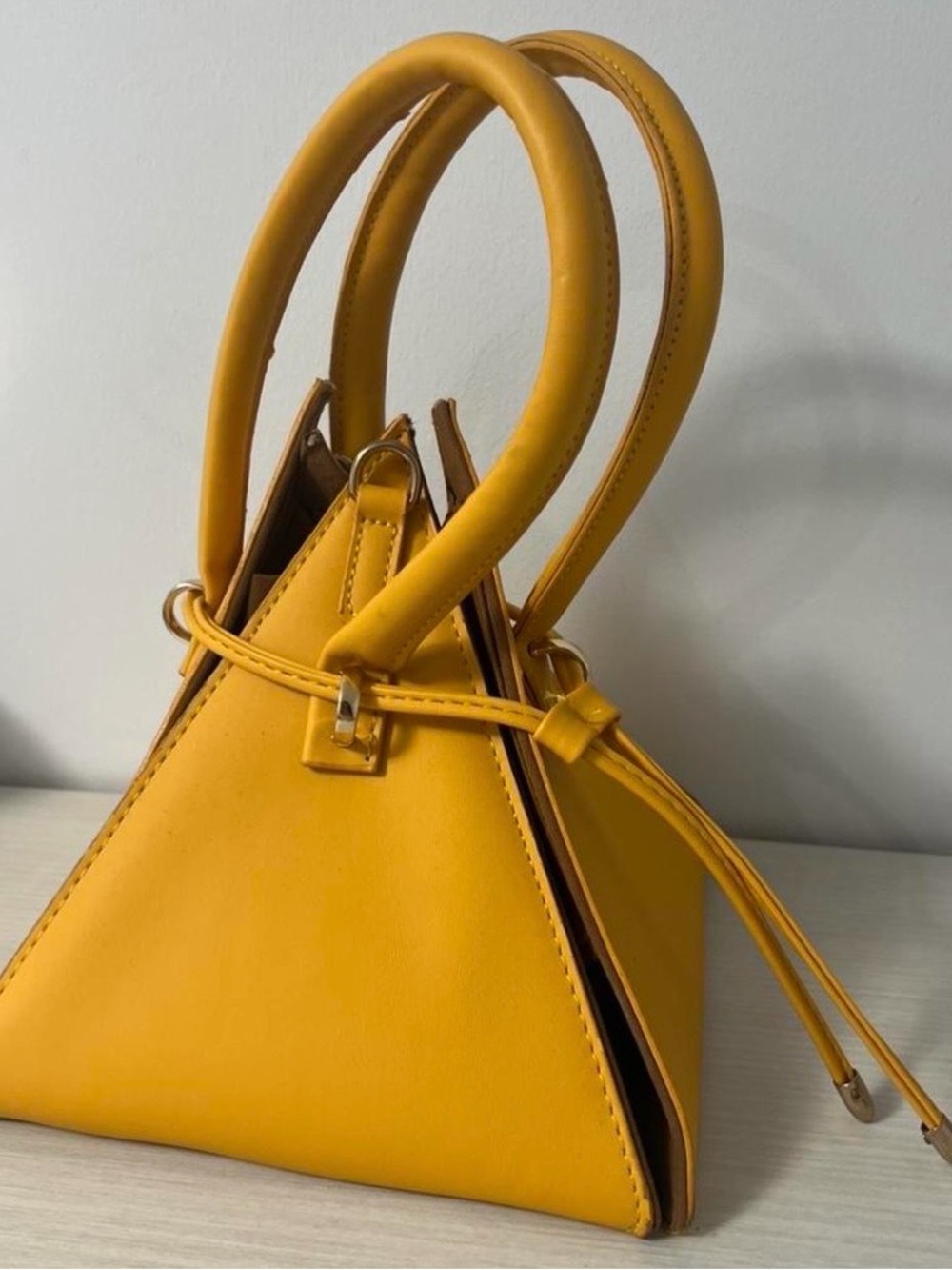 Yellow Pyramid Top-Handle Women's Bag